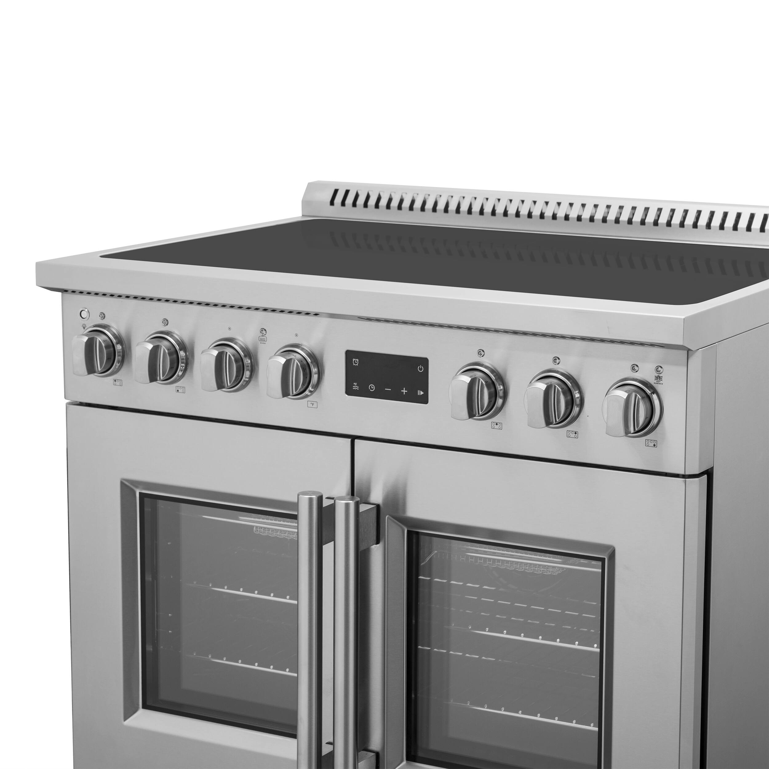 Alt View 9. Forno Appliances - Torino 5.36 Cu. Ft. Freestanding Induction Range with French Door Design and Air Sous Vide Technology - Silver.