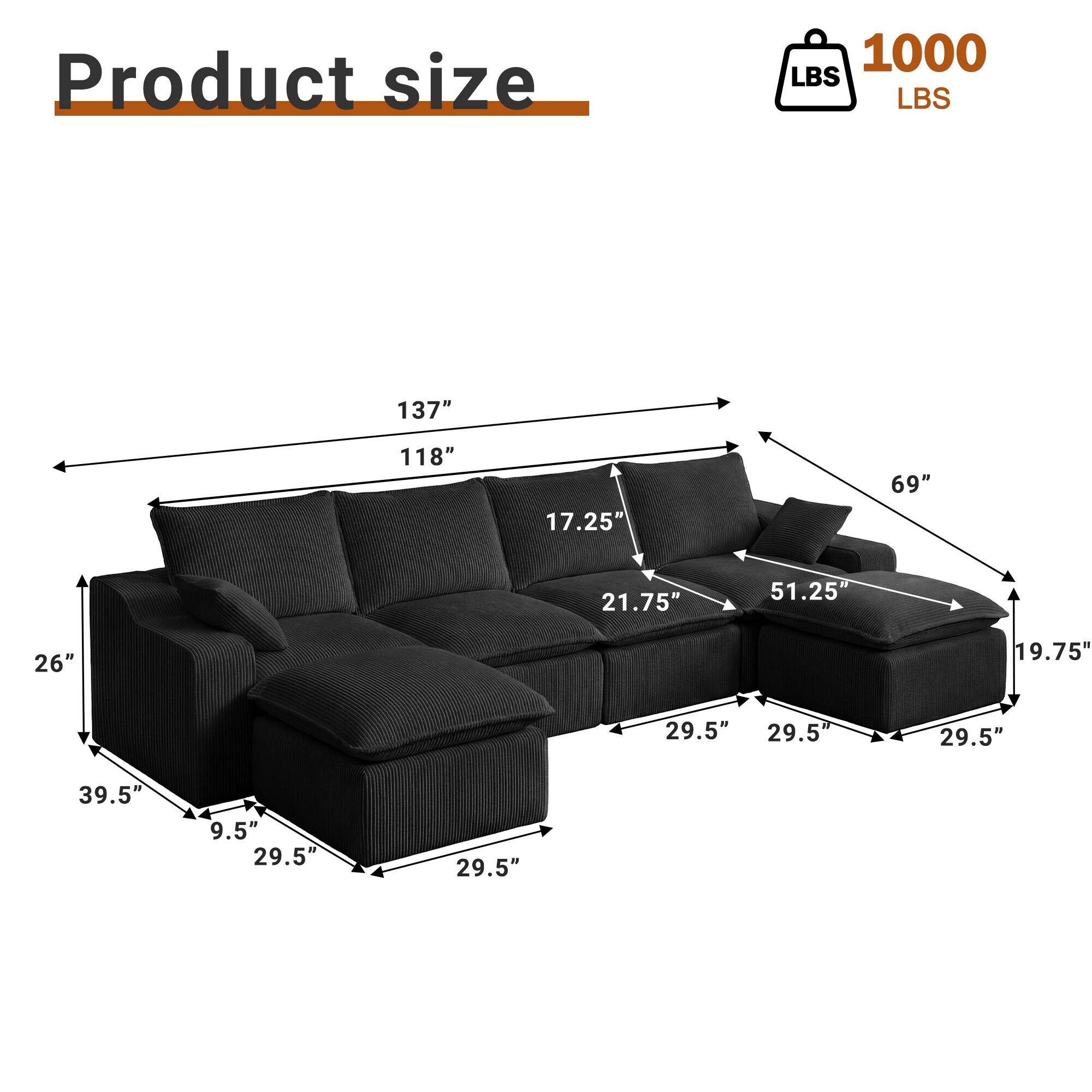 Product size: 1000 LBS  
Dimensions: 137" x 118" x 17.25" x 69" x 21.75" x 51.25" x 26" x 19.75" x 29.5" x 29.5" x 29.5" x 39.5" x 9.5" x 29.5"