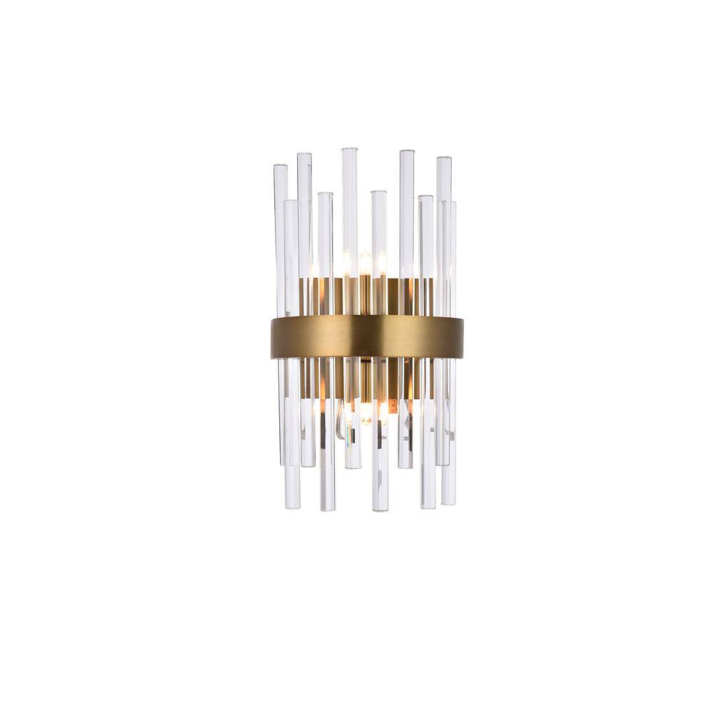 Alt View 3. Elegant Lighting - Dallas 2 light Gold and Clear Wall Sconce Clear Royal Cut Crystal - Gold And Clear.