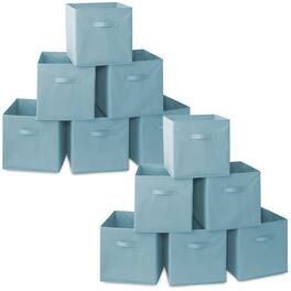 Casafield - (Set of 12) Collapsible Fabric Cubes - Storage Bins - Baby Blue