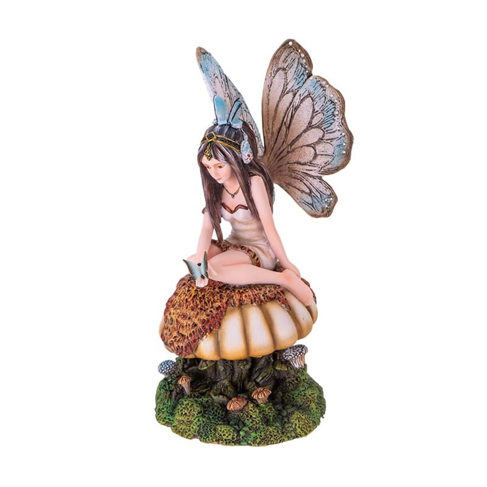 Alt View 1. Pacific Trading - Butterfly Fairy on Mushroom Statue 8.27 inch Fantasy Figurine with Delicate Wings and Butterfly Details.