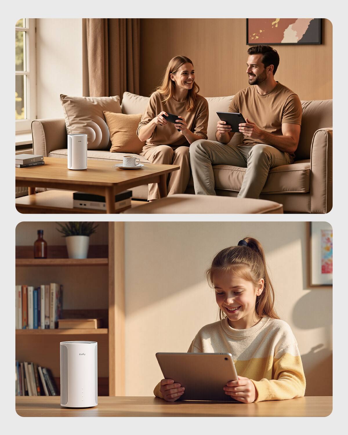 Alt View 5. Cudy - Cudy Tri-Band BE11000 Wi-Fi 7 Mesh System, MLO, 320 Mhz, 2700 Sq.ft, 300 devices, VPN, Cudy APP, 4 × 2.5G Ports, White - white.