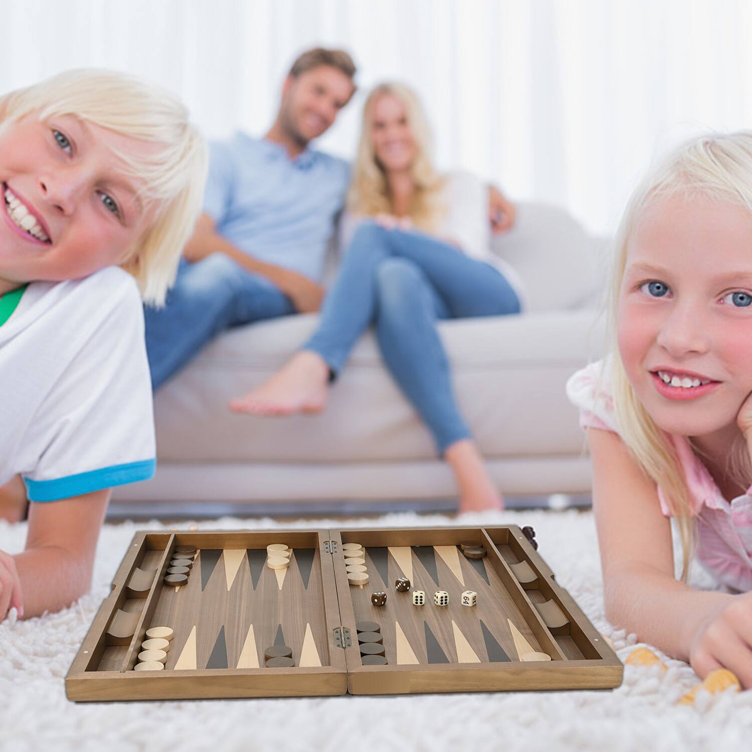 Alt View 4. GSE Games & Sports Expert - Premium Wooden Folding Inlay Backgammon Board Game Set, Traditional Board Game (Double Stripe-21").