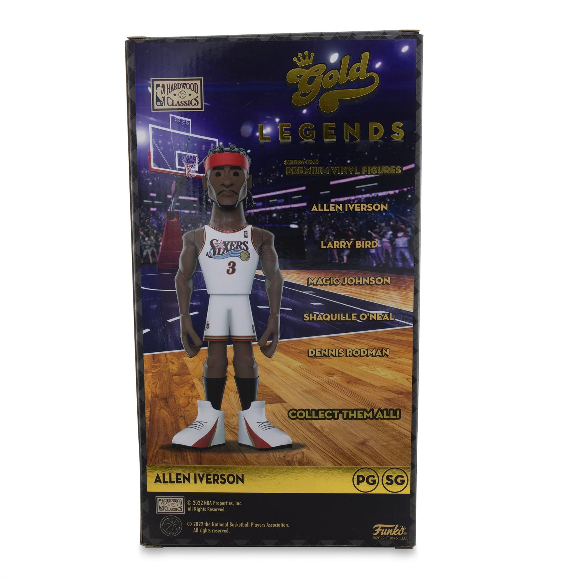 1. HARDWOOD CLASSICS
2. GOLD LEGENDS
3. PREMIUM VINYL FIGURES
4. ALLEN IVERSON
5. LARRY BIRD
6. MAGIC JOHNSON
7. SHAQUILLE O'NEAL
8. DENNIS RODMAN
9. COLLECT THEM ALL!
10. ALLEN IVERSON PG SG
11. © 2022 NBA Properties, Inc. All Rights Reserved.
12. © 2022 NBA Players Association. All rights reserved.
13. © 2022 Funko. All rights reserved.
14. Funko