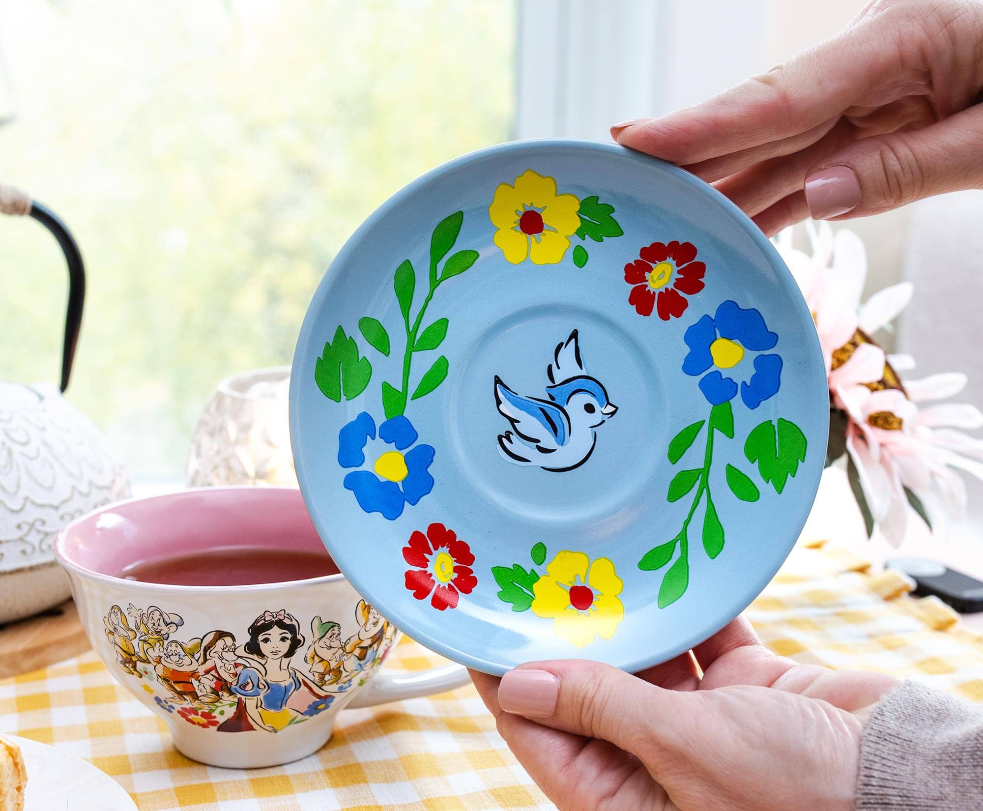 Alt View 5. Silver Buffalo - Disney Snow White and the Seven Dwarfs "I'm Wishing" Ceramic Teacup and Saucer - Blue.