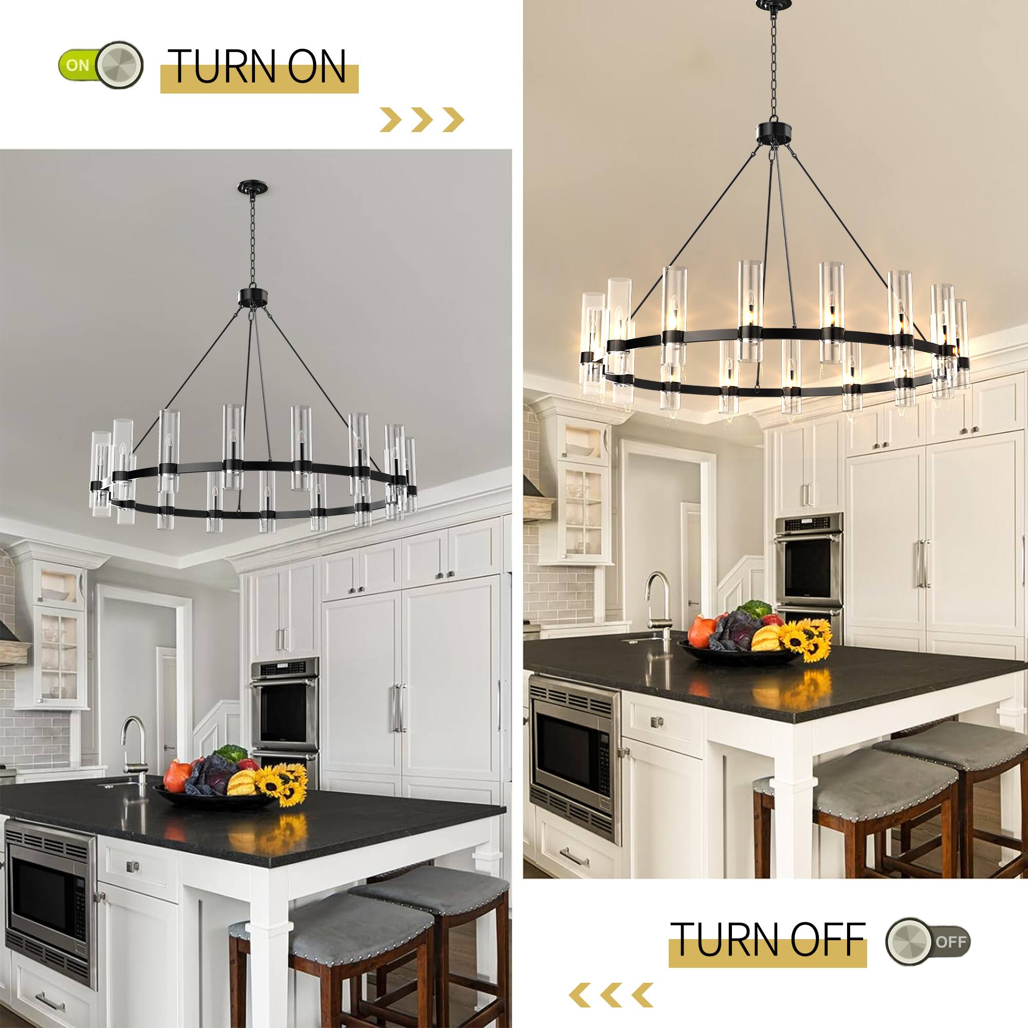 TURN ON  
>>>>  

TURN OFF  
<<<<