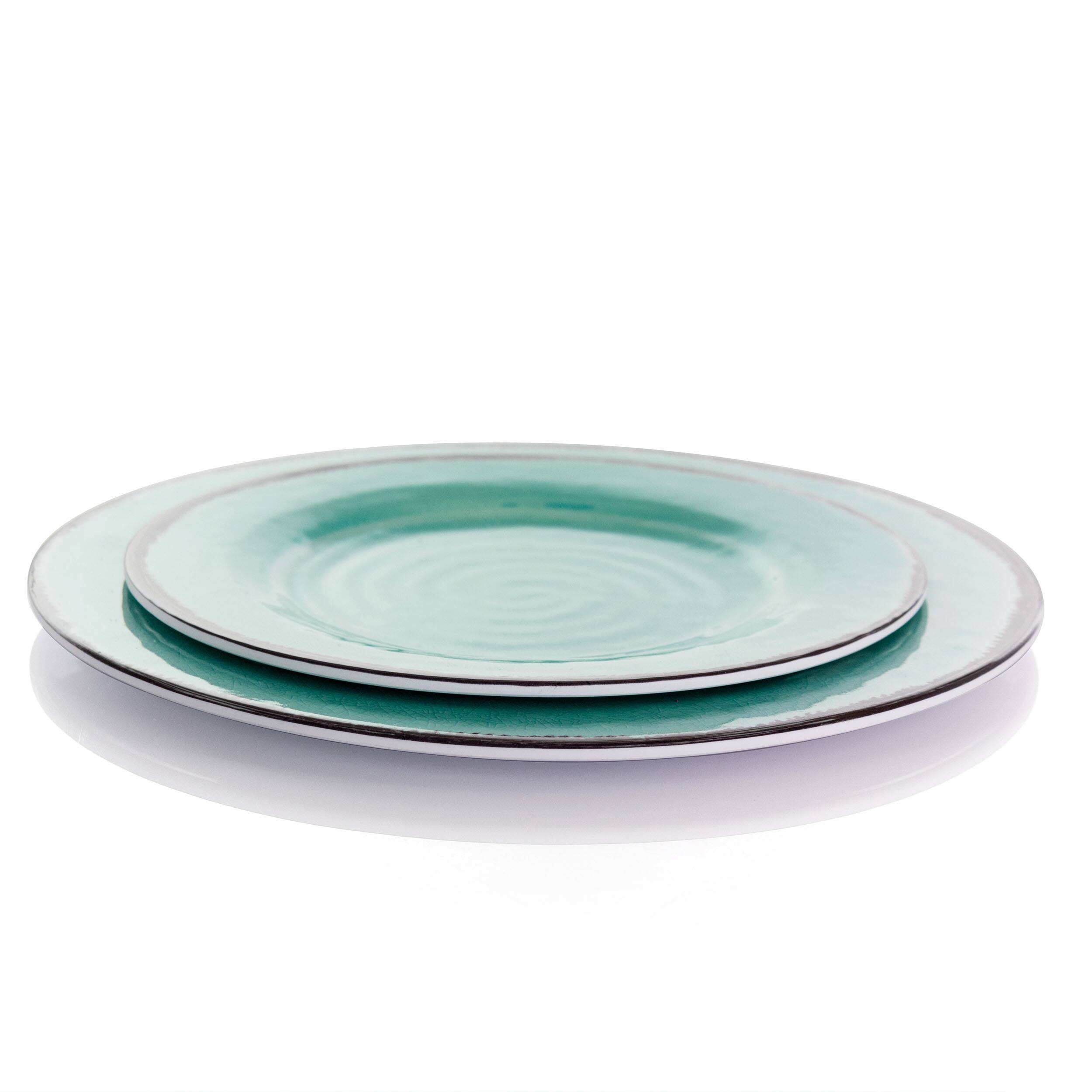 Alt View 4. Elama - Elama Azul Banquet 12 Piece Lightweight Melamine Dinnerware Set in Turquoise - Blue.