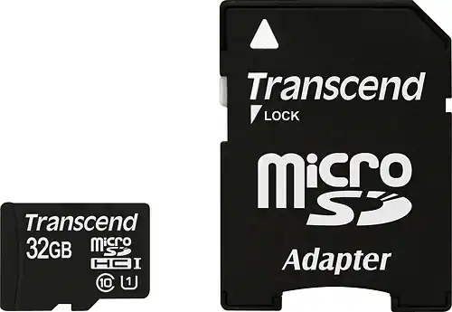 Front. Transcend - 32GB microSDHC UHS-I Class 10 Memory Card - Black.