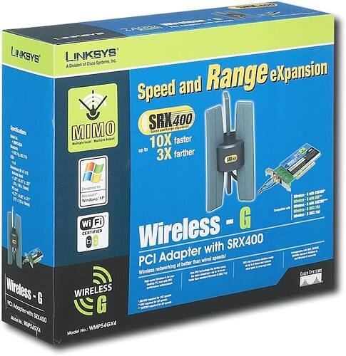 Angle Standard. Linksys - 802.11g Wireless-G Desktop Card with SRX Enhancement.