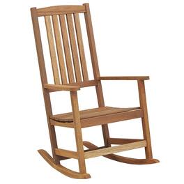 Gymax - Rocking Chair High-Back Outdoor Rocker with Smooth Rocking Base for Backyard - Natural