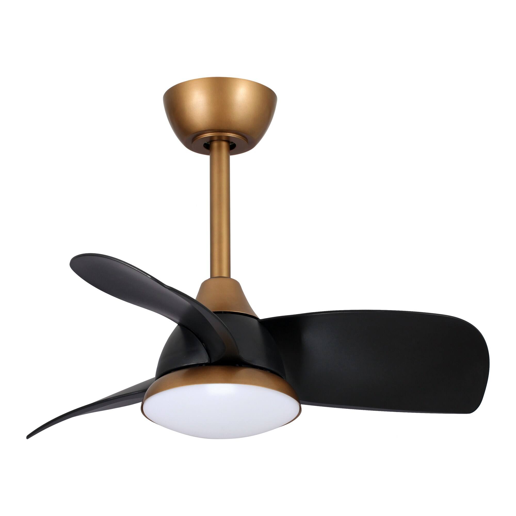 Alt View 1. Parrot Uncle - 28" Aged Brass LED Ceiling Fan with Lighting and Remote Control - Black.