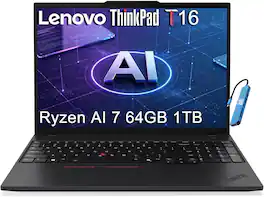 Lenovo - Upgraded - ThinkPad T16 16" FHD+ Gen 4 Laptop - AI PC - AMD Ryzen AI 7 PRO 350 with 64GB Memory - 1TB SSD - Windows 11 Pro - Black