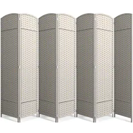 Sorbus - Extra Wide Double Hinged 7-Panels Partition Room Dividers - Beige