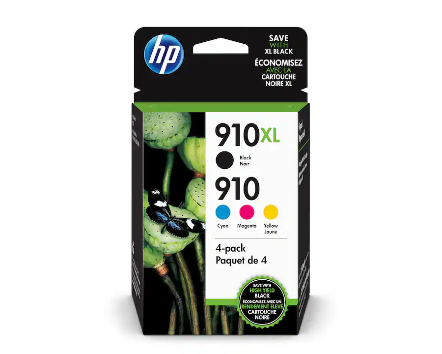 Remanufactured HP 910XL Ink Cartridge Set - Black, Cyan, Magenta, Yellow - High Yield