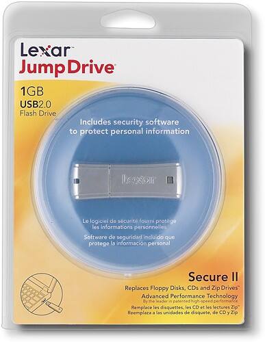 Front Standard. Lexar - Secure II 1GB USB 2.0 JumpDrive.