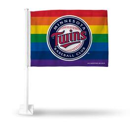 Rico Industries - Minnesota Twins Baseball - Gay Pride - 11X14 Two-Sided Car Flag - Multi