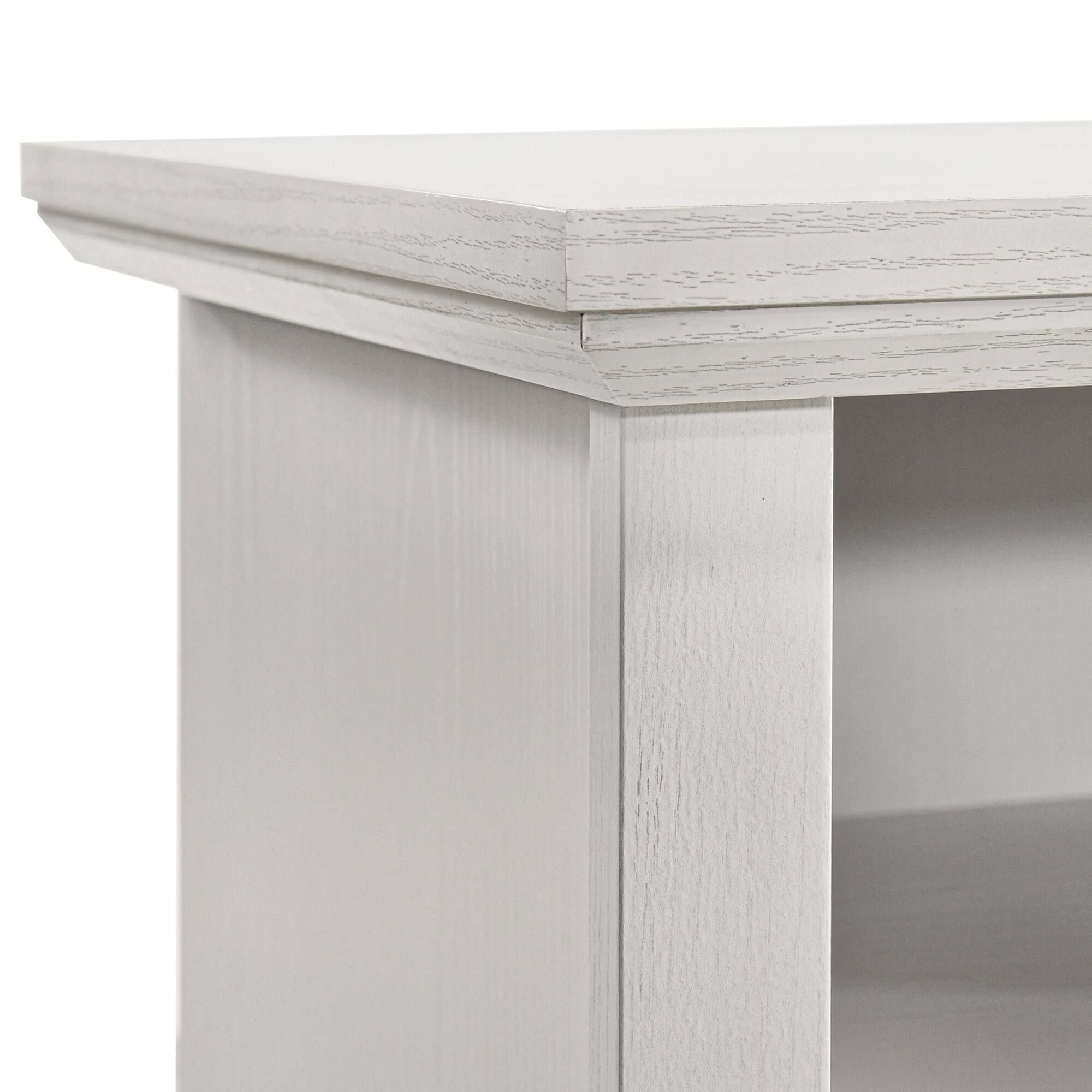 Alt View 2. Vaczon - Rustic White Nightstand Bedside Table with Open Shelf and 2 Drawers - White.