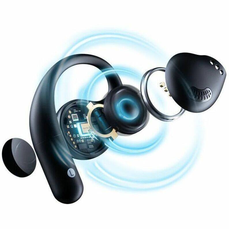 Alt View 7. EMEET - EMEET Airflow (Black) Open-Ear Headsets with Detachable Boompole and Uplink Noise Cancellation, Bluetooth 5.3, and Dongl - Black.