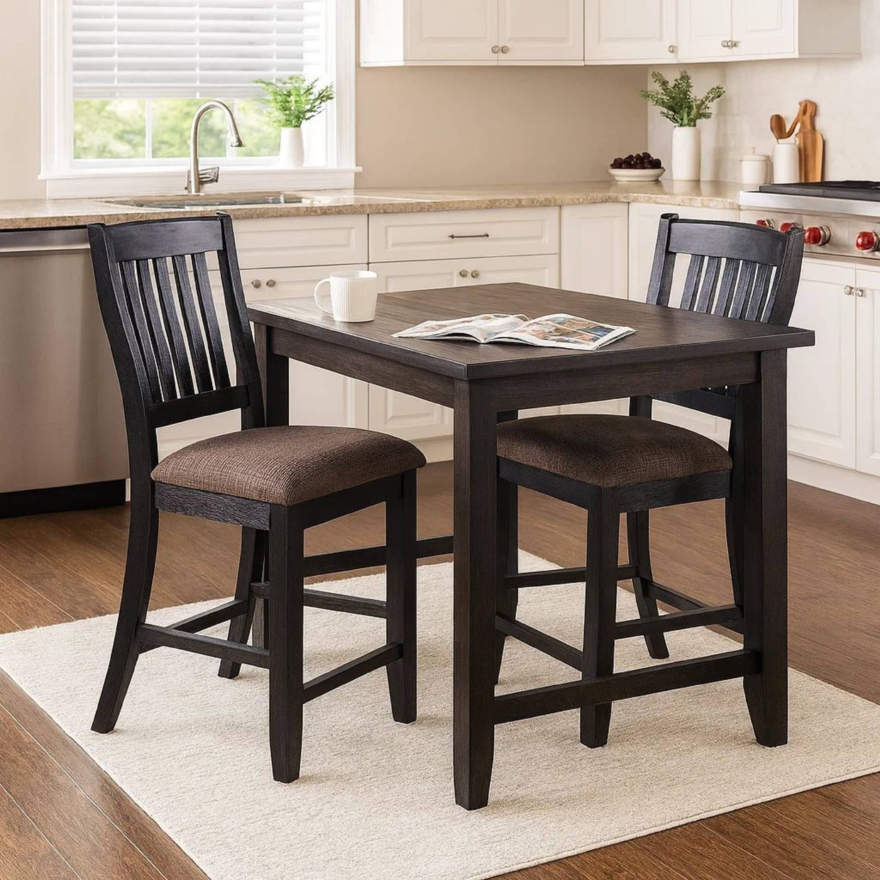 Alt View 5. Manhattan Lane - Chair with High Slatted Back Design, Set of 2 - Brown.