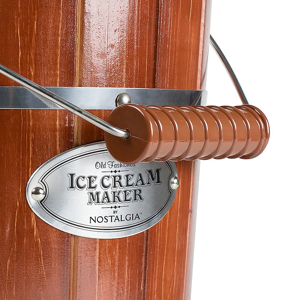 Alt View 12. Nostalgia - ICMP600WD 6-Quart Wood Bucket Ice Cream Maker - Woodgrain.
