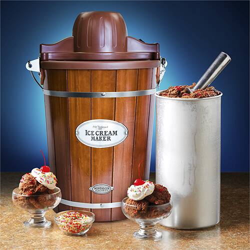 Alt View 1. Nostalgia - ICMP600WD 6-Quart Wood Bucket Ice Cream Maker - Woodgrain.