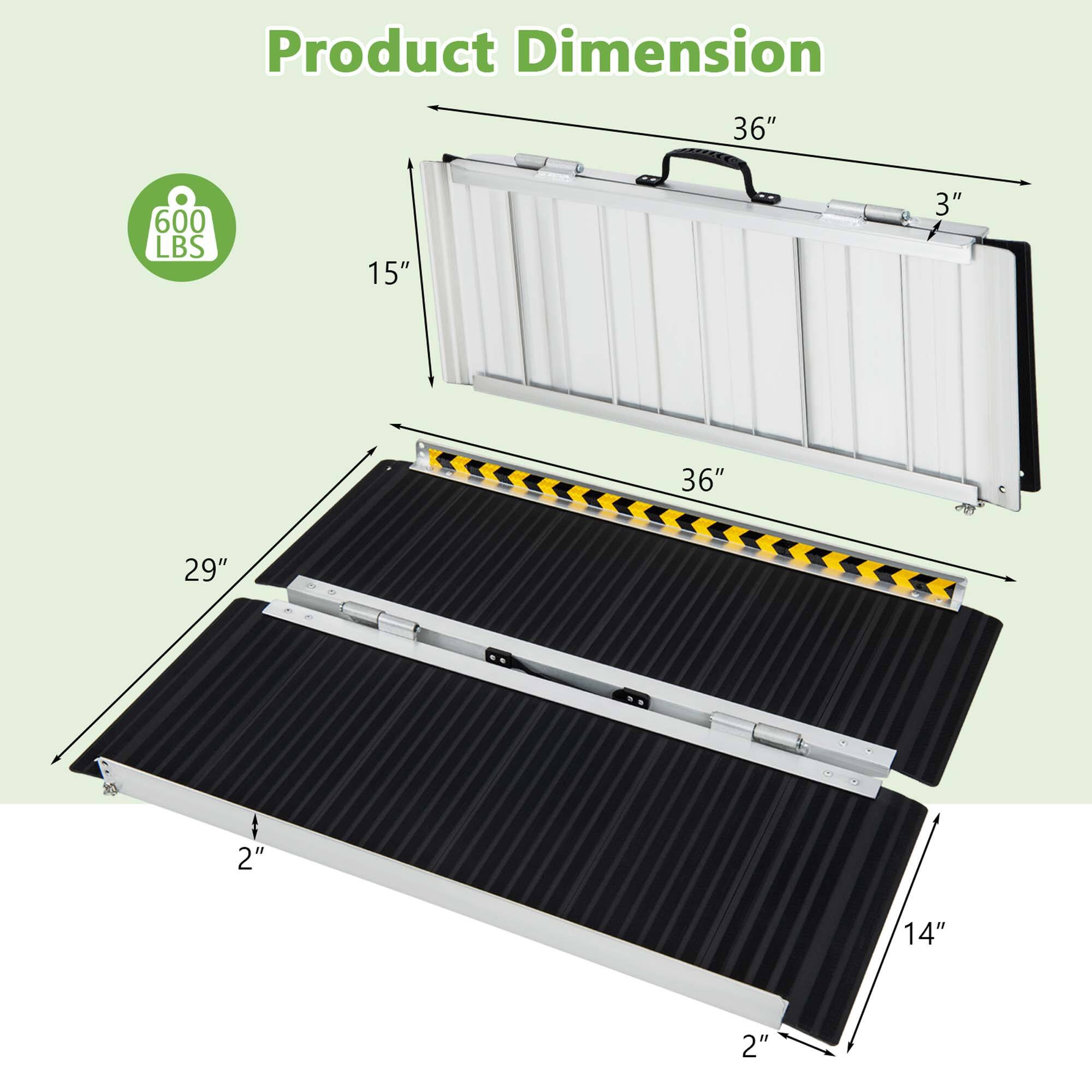 Product Dimension: 36" x 15" x 3" x 36" x 29" x 2" x 14" x 2"  
Weight Capacity: 600 LBS