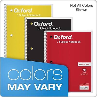 Oxford 1 Subject Notebook  
Not All Colors Shown  
COLLEGE RULE 70  
colors MAY VARY