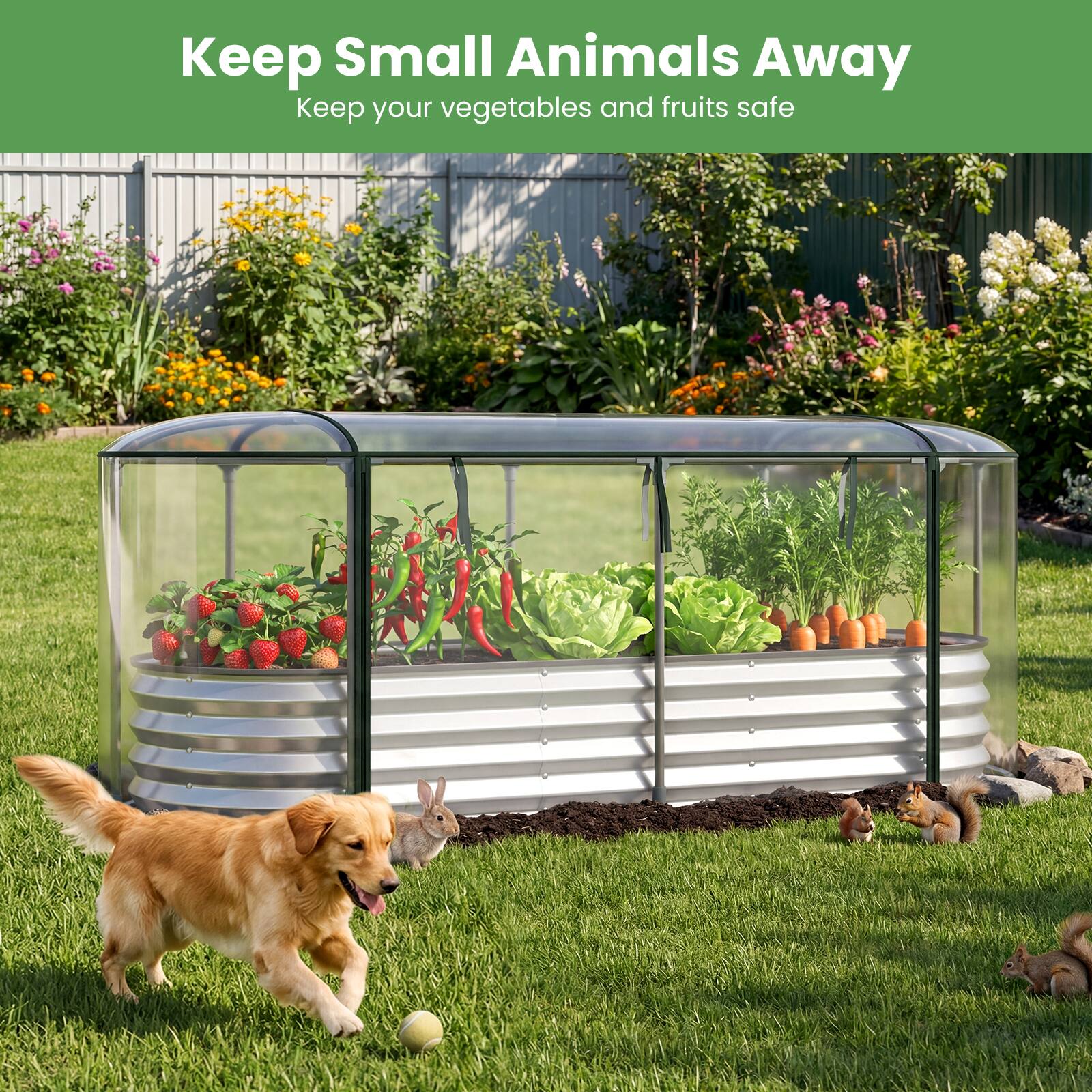 Keep Small Animals Away  
Keep your vegetables and fruits safe
