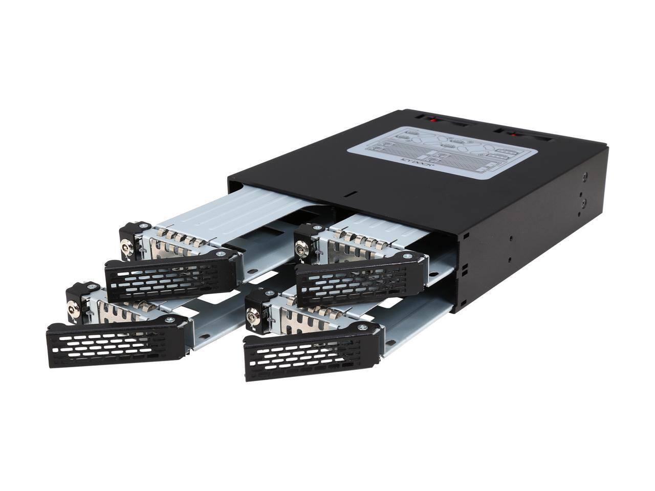 Alt View 4. Icy Dock - ICY DOCK Full Metal 4 x 2.5 SATA/SAS HDD & SDD Hot Swap Backplane Cage for 5.25 Drive Bay - ToughArmor MB994SK-1B.