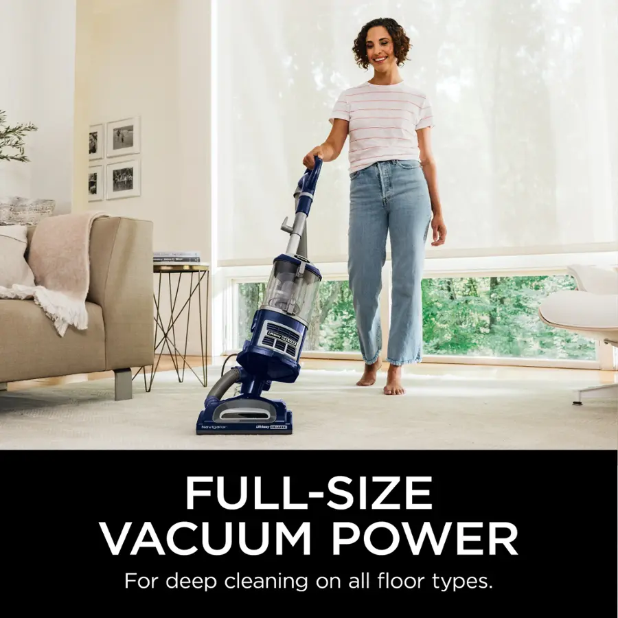 Full-size vacuum power for deep cleaning on all floor types.