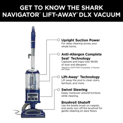 Shark - Navigator Lift-Away Deluxe Upright Vacuum with Anti-Allergen Complete Seal - Blue
