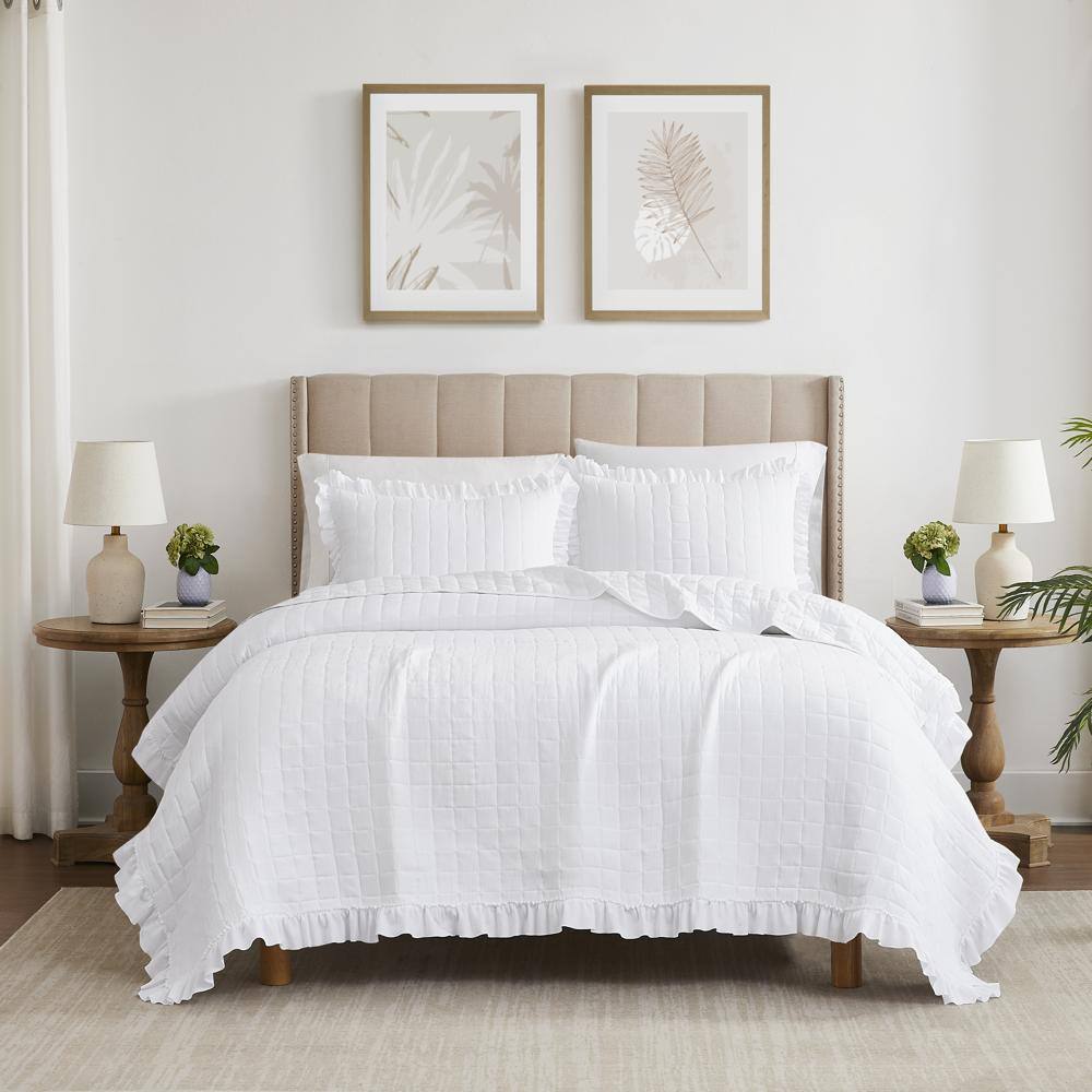 Alt View 1. RT Designers Collection - RT Designers Collection Belina 3 Pieces Washed Stitched Lightweight Quilts Set King Size For Bedding Blue - Blue.