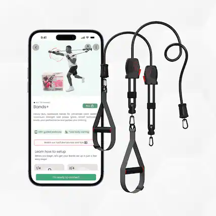 9:41
Bands+
4.4 (34 reviews)
Heavy-duty resistance bands for advanced users seeking maximum strength and power gains. Smart technology tracks your performance and guides your training. 100+ guided workouts for total body training. Watch our YouTube tutorials and tips.
Learn how to setup
Before you begin, let's get your Bands set up in just a few easy steps!
1/4 2/4
I'm ready to connect