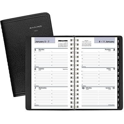 AT-A-GLANCE - 2026 DayMinder 3.5" x 6" Weekly Appointment Book Planner, Faux Leather Cover - Black