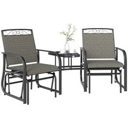 Outsunny - Glider Chairs with Coffee Table - Gray