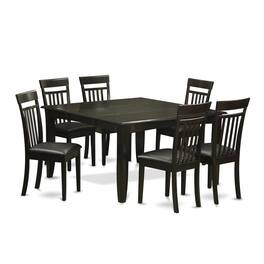 East West Furniture - 7 PC Dining room set-Dinette Table with Leaf and 6 Dinette Chairs - Cappuccino