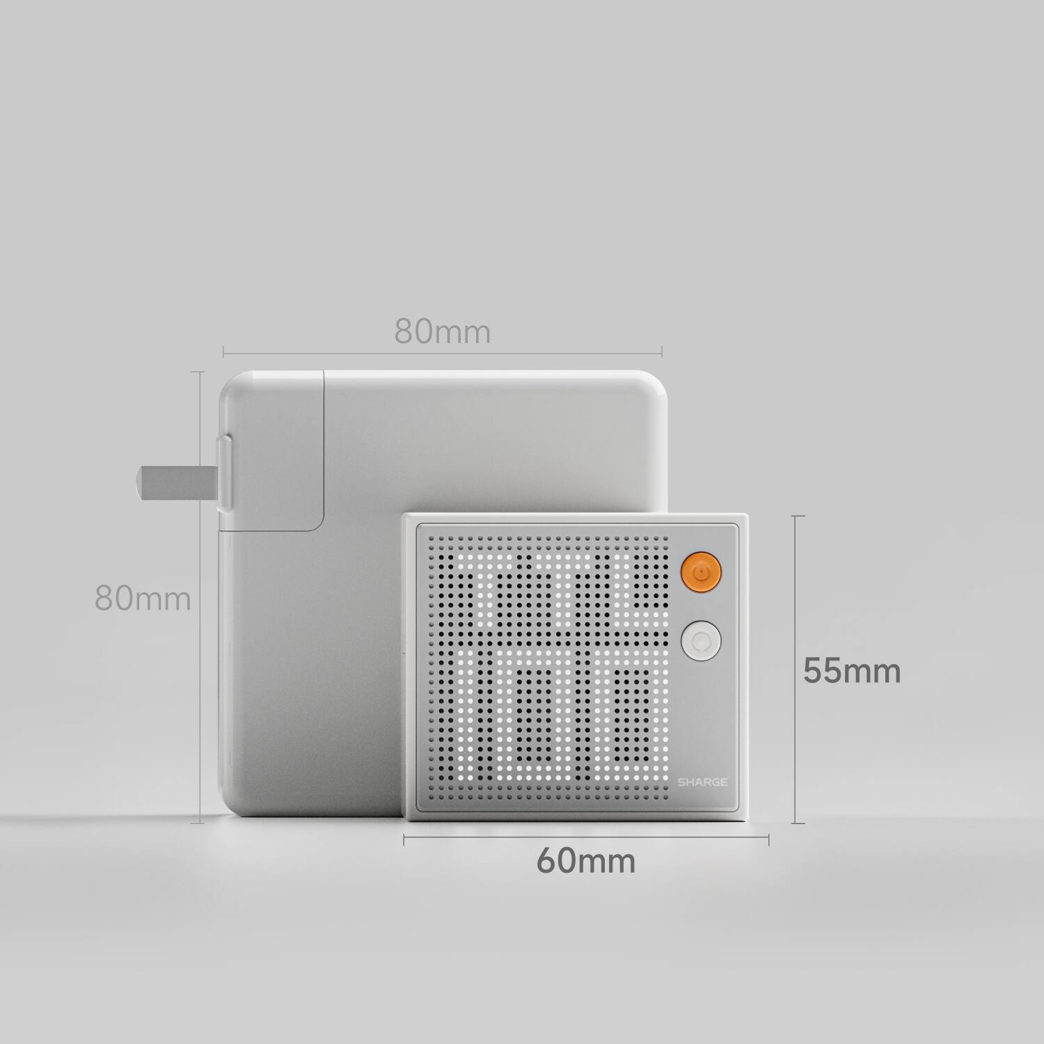 80mm, 80mm, 55mm, 60mm, SHARGE