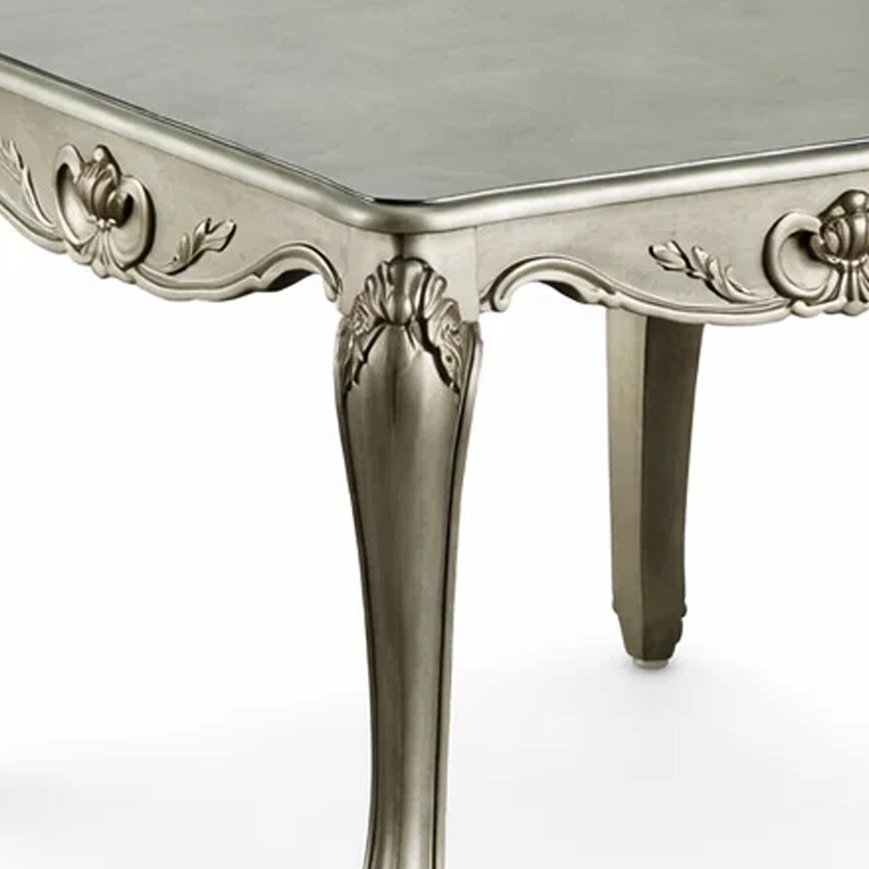Alt View 3. Manhattan Lane - Miz Side End Table, 28 Inch, Carved Cabriole Legs - Champagne Silver, Gold.
