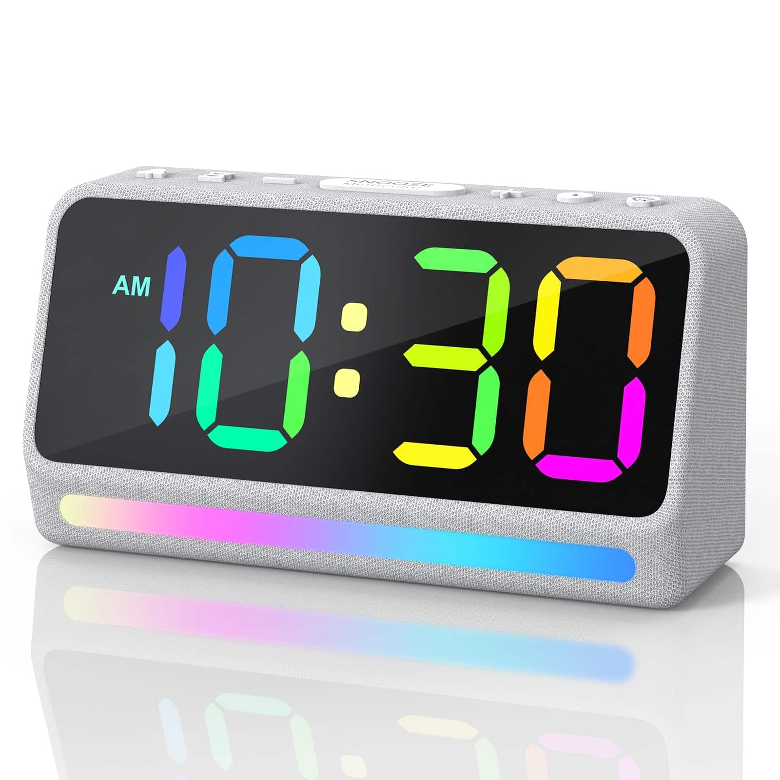 Dazzed Corner - Loud Alarm Clock, 7-Color Night Light - White