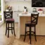 Alt View 3. Costway - 29" Swivel Bar Stools Set of 2 Footrest & Rubber Wood Frame for Kitchen Island - Brown.
