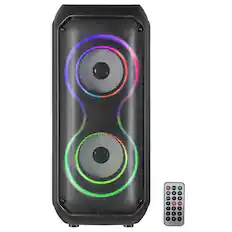 Front. iQ Sound - 6-Watt Portable Bluetooth Rechargeable Speaker, Dual 4" Woofers, FM Radio, Mic Input, Remote, IQ-3404BT - Black.