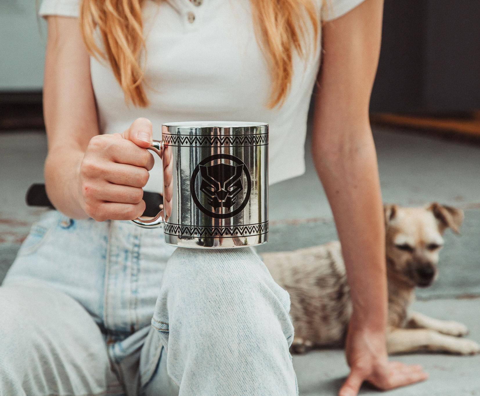 Alt View 4. Marvel - Marvel Black Panther Tribal Borders Electroplated Ceramic Mug | Holds 20 Ounces - White.