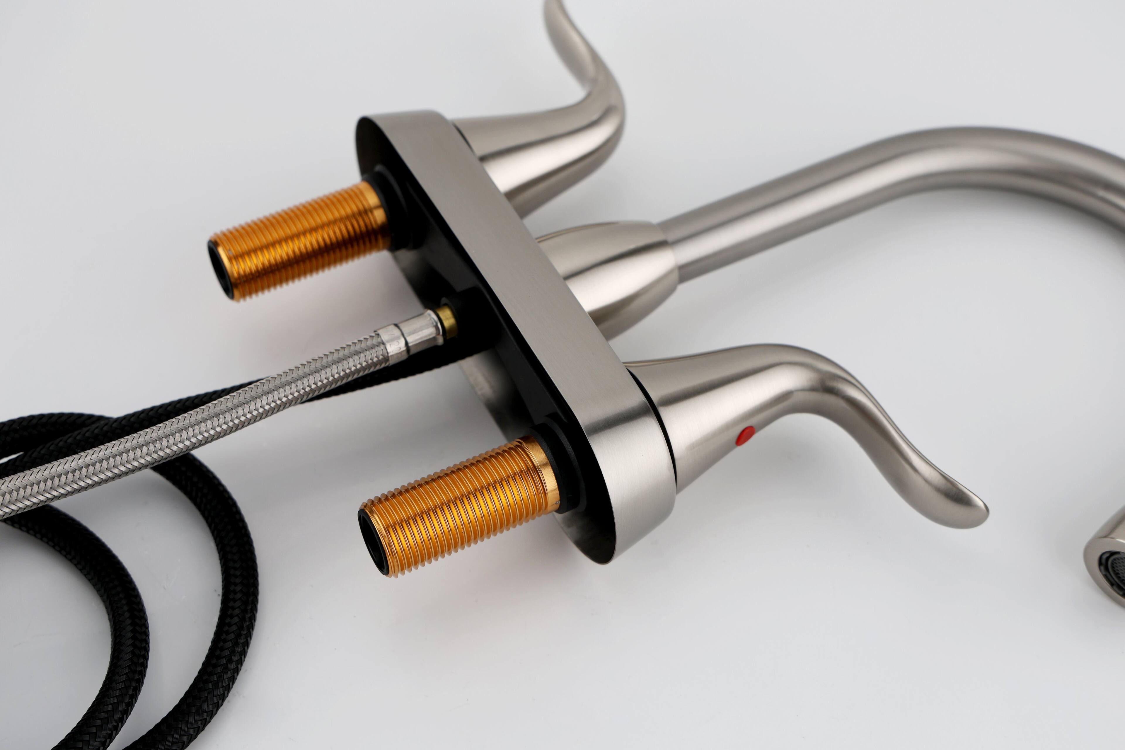Alt View 1. Bothwa Home - Bothwa home Pull-out Bathroom Faucet For bathroom Sink  With Two Handles And Supply Lines - Brushed Nickel.