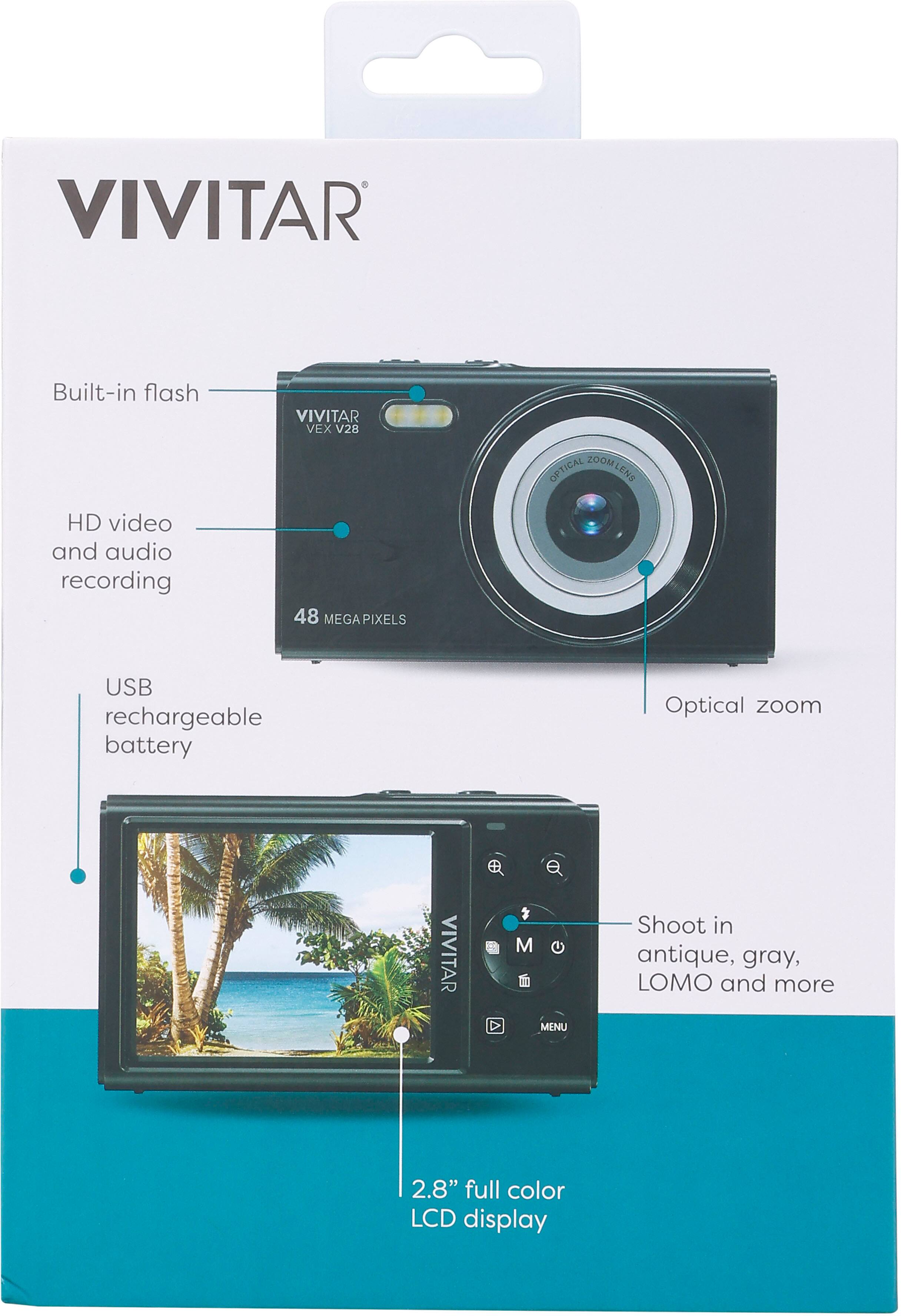 VIVITAR VEX V28
Built-in flash
Optical zoom
HD video and audio recording
48 MEGA PIXELS
USB rechargeable battery
Shoot in antique, gray, LOMO and more
2.8" full color LCD display
VIVITAR Q
M
MENU