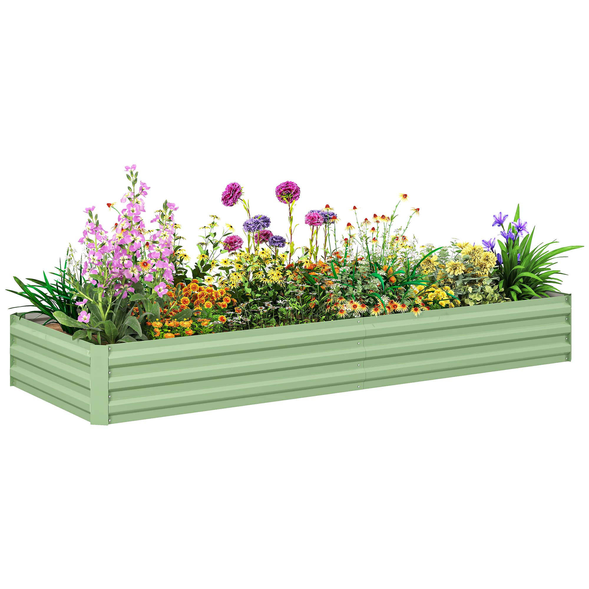Outsunny - Galvanized Raised Garden Bed, Easy DIY and Cleaning for Growing Flowers, Herbs, Succulents - Light Green price history on PriceWatchPro