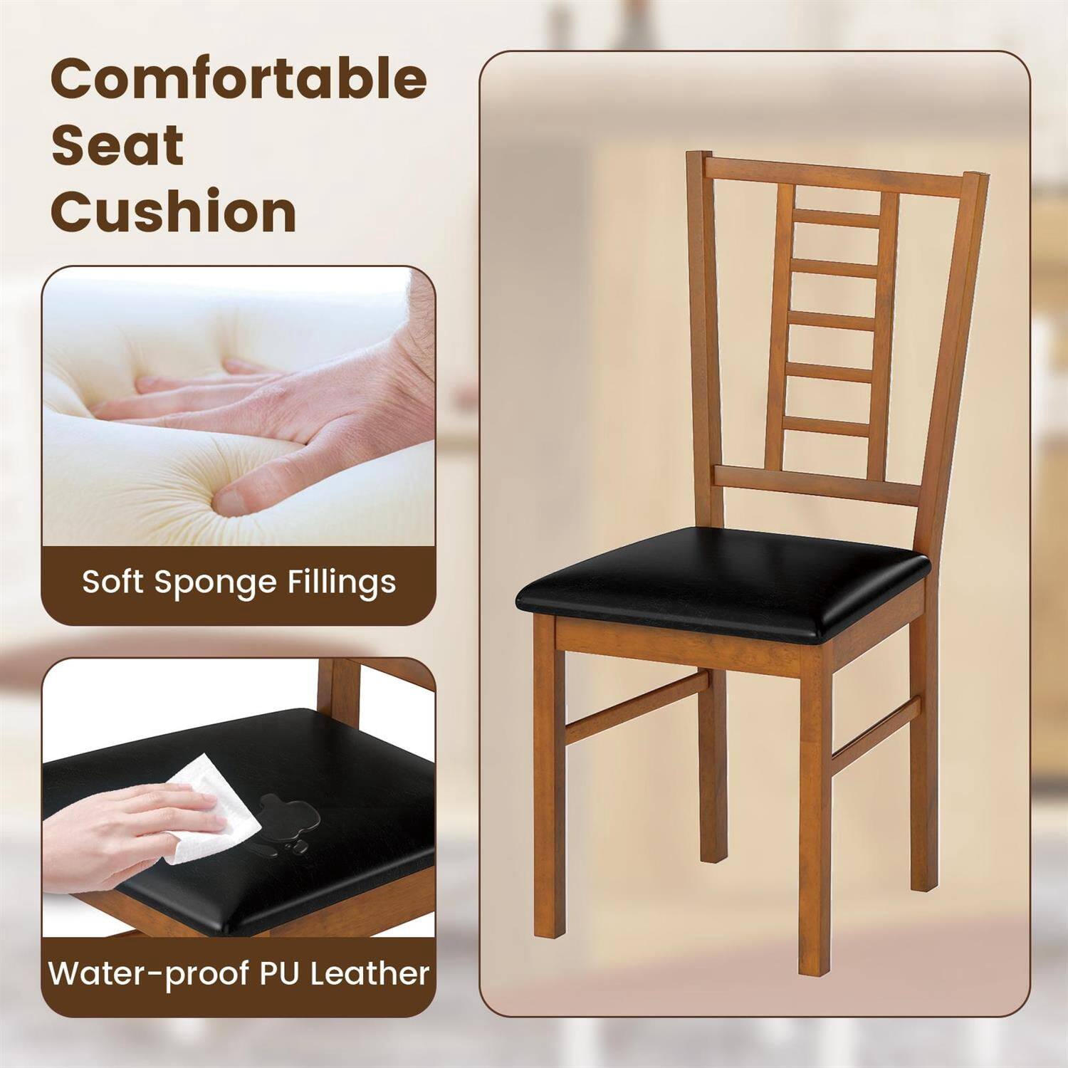 Comfortable Seat Cushion  
Soft Sponge Fillings  
Water-proof PU Leather