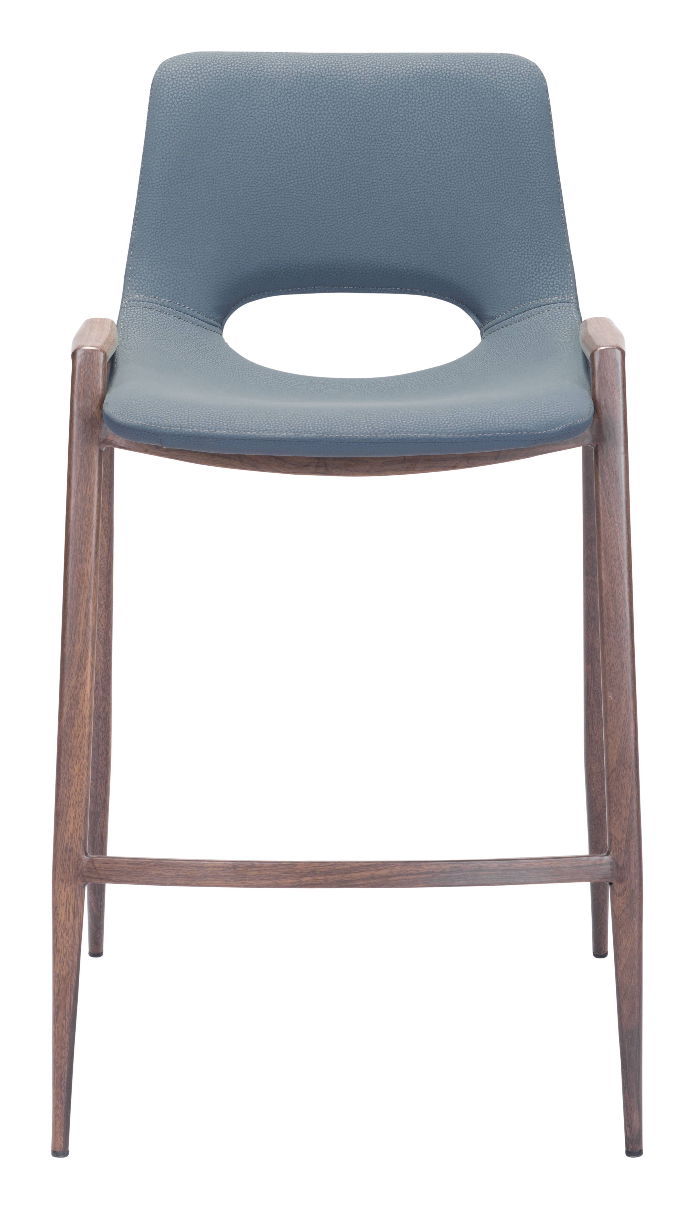 Alt View 1. Hivvago - Desi Counter Stool (Set of 2) Azure Gray & Walnut - Azure Gray & Walnut.