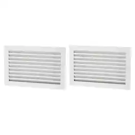 Unique Bargains - 20" x 12" Door Air Vent Cover 2pcs, Anodized Aluminum Alloy Louvered Grille Guard for Cabinet Wardrobe Door - Black