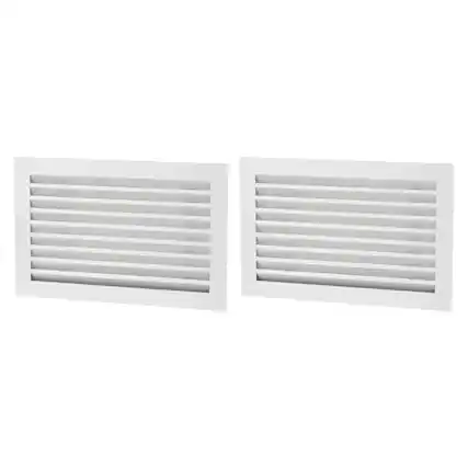 Front. Unique Bargains - 20" x 12" Door Air Vent Cover 2pcs, Anodized Aluminum Alloy Louvered Grille Guard for Cabinet Wardrobe Door - Black.