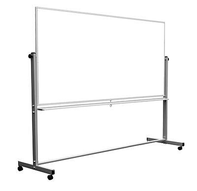 Alt View 1. Luxor - Luxor Double Sided Magnetic Painted Steel Mobile Dry Erase Whiteboard, 90"W x 40"H (DEMW003).